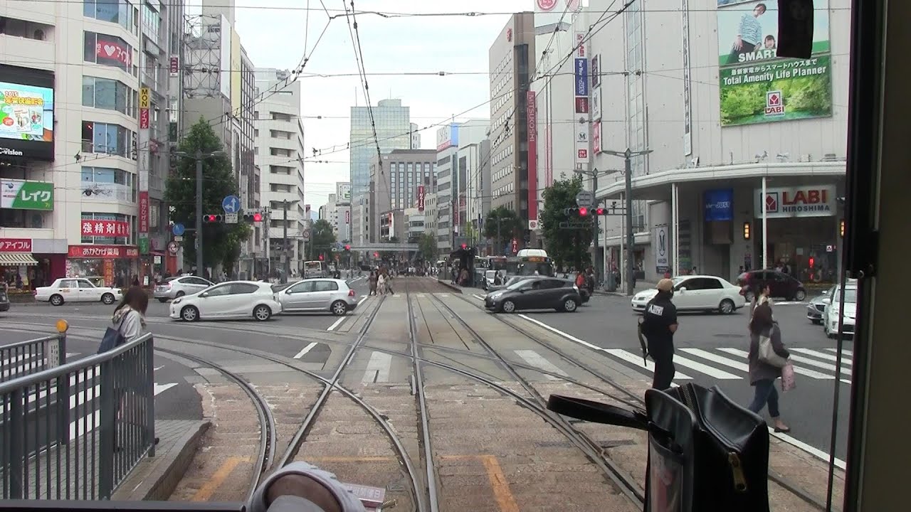 【HD前面展望】広島電鉄 宮島線・本線(広電宮島口～広島)　3901B(号車)「ぐりーんらいなー」