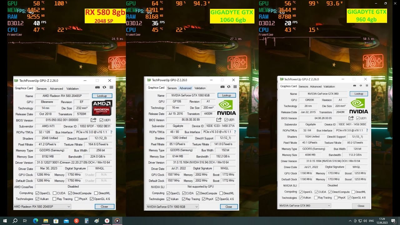 RX 580 8gb vs GTX 1060 6gb vs GTX 960 4gb c E5 2680v4