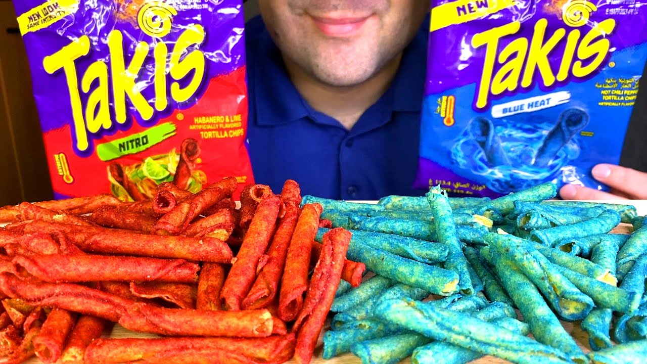 TAKIS EXTREME SPICY BLUE FUEGO & RED CHIPS SPICIEST ASMR MUKBANG (EATING SOUNDS)