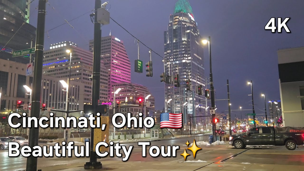 Cincinnati Ohio Walking Tour 🇺🇸 | Downtown City Tour [4K 60FPS]