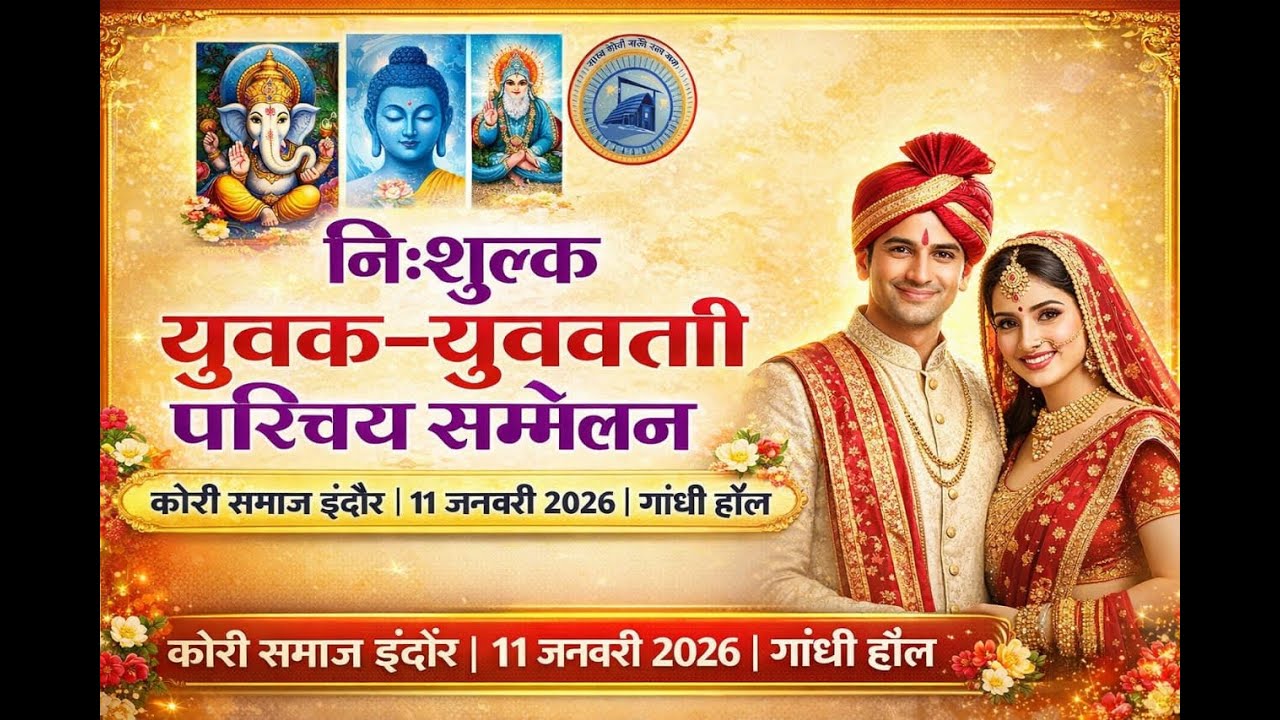 निःशुल्क युवक-युवती परिचय सम्मेलन | कोरी समाज इंदौर | 11 जनवरी 2026 | गांधी हॉल