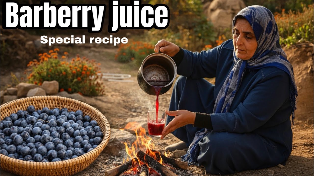 Harvesting Barberries & Making Fresh Barberry Juice | Cozy Village Life