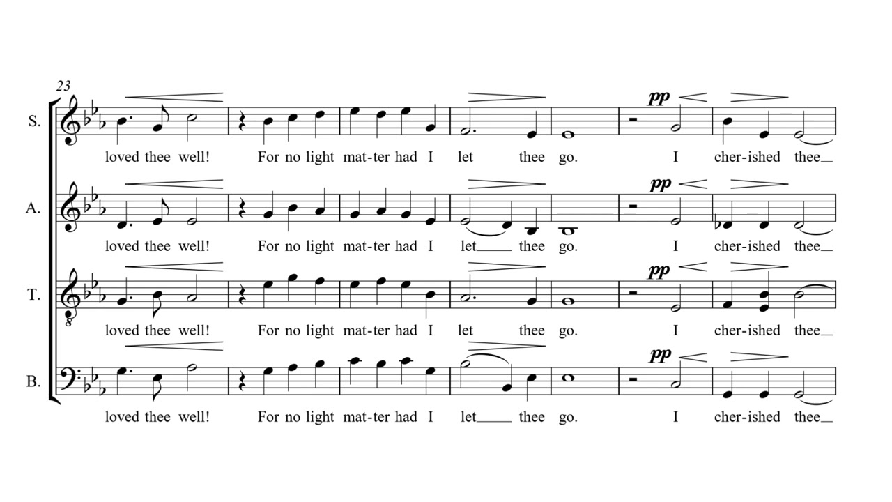 Stanford: Farewell, my joy, 8 Part Songs No. 2 (score video)