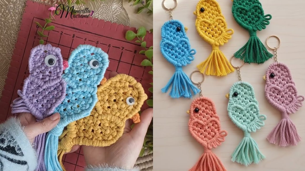  Macrame Bird Tutorial | Easy & Cute Step by Step  /عصفور مكرمية خطوة بخطوة للمبتدئين 