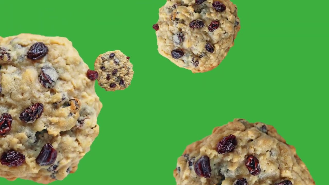 Falling Oatmeal Raisin Cookies Green Screen | FREE HD Green Screen (No copyright)
