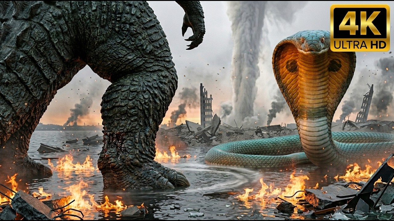 Godzilla vs Giant Cobra Destroys New York — Full Cinematic Battle