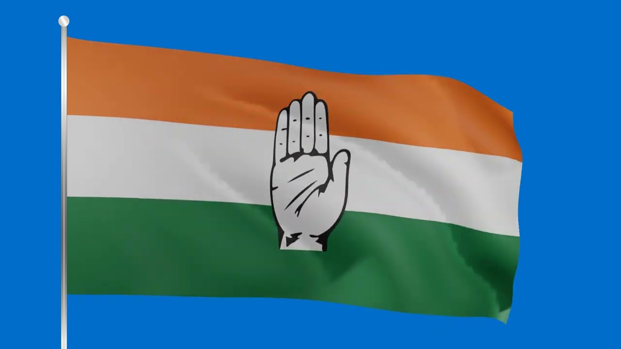 INDIAN NATIONAL CONGRESS FLAG ANIMATION BLUE SCREEN FLAG LOOP APLHA
