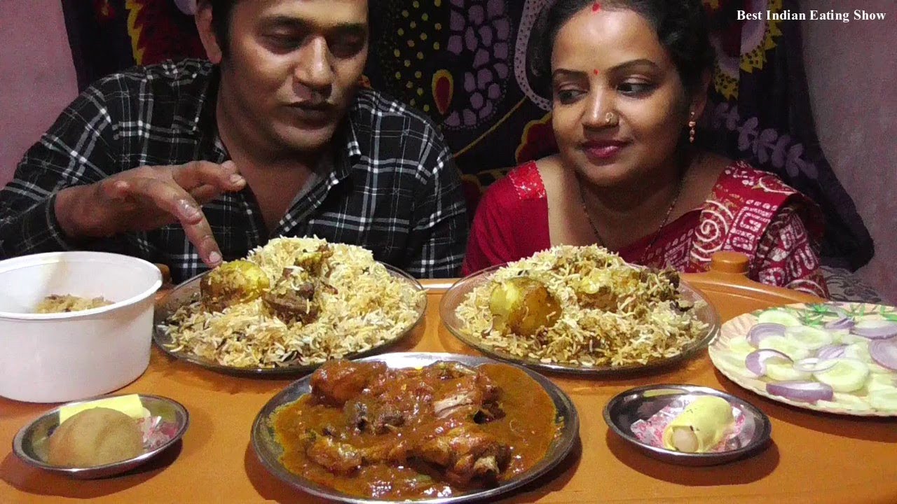 Wife & Husband - Mutton Biryani & Chicken Kasha Eating Show - Best Indian Cuisine