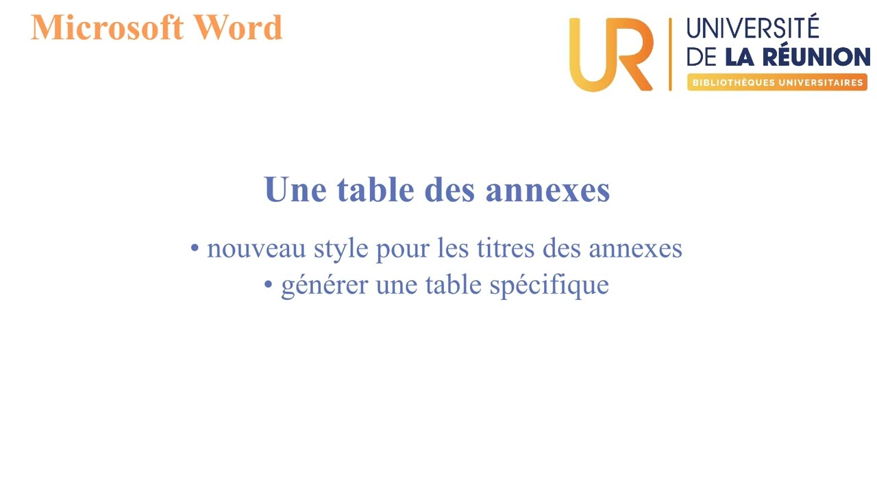 17. Table des annexes