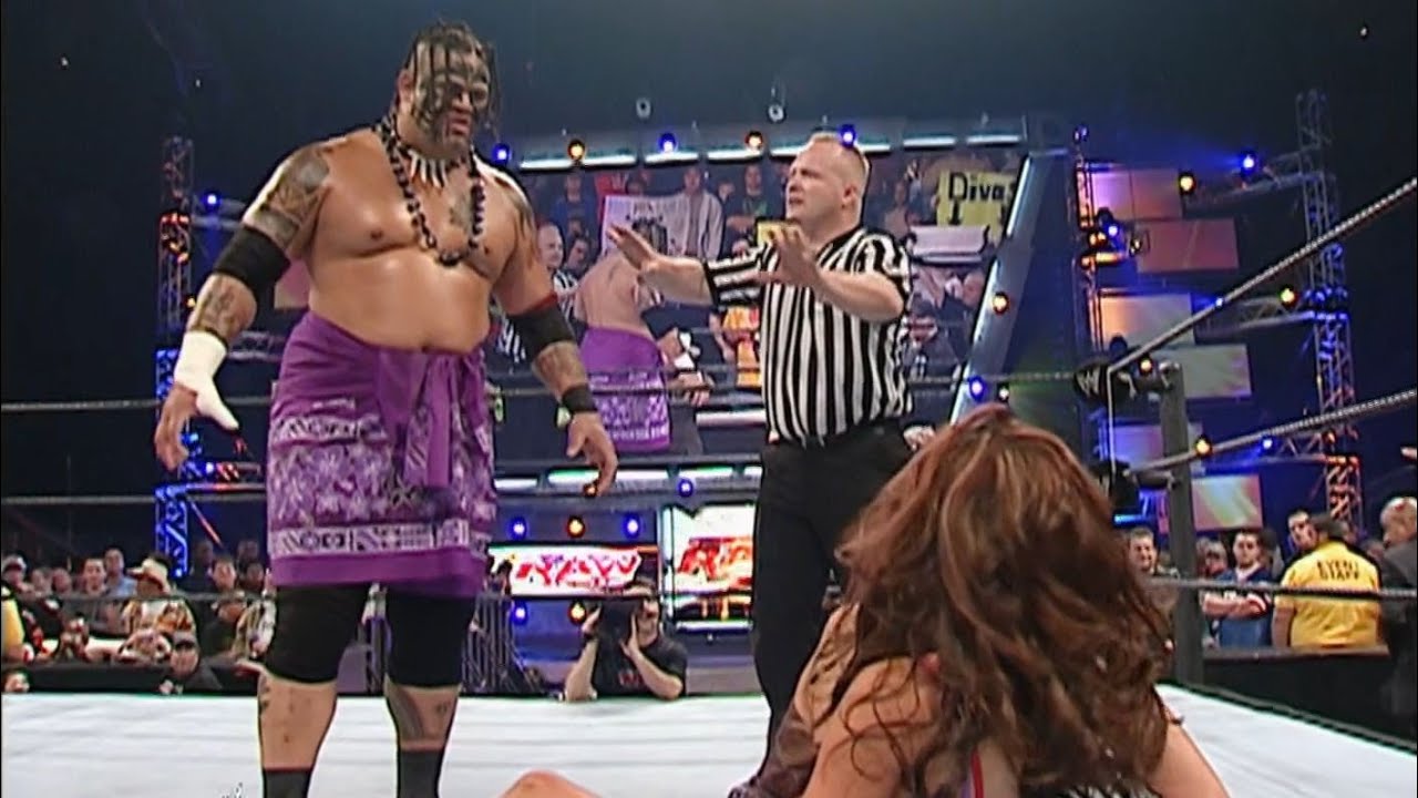 Maria vs Umaga &mdash; Man vs Woman Match: WWE November 6, 2006 HD (John Cena save Maria)