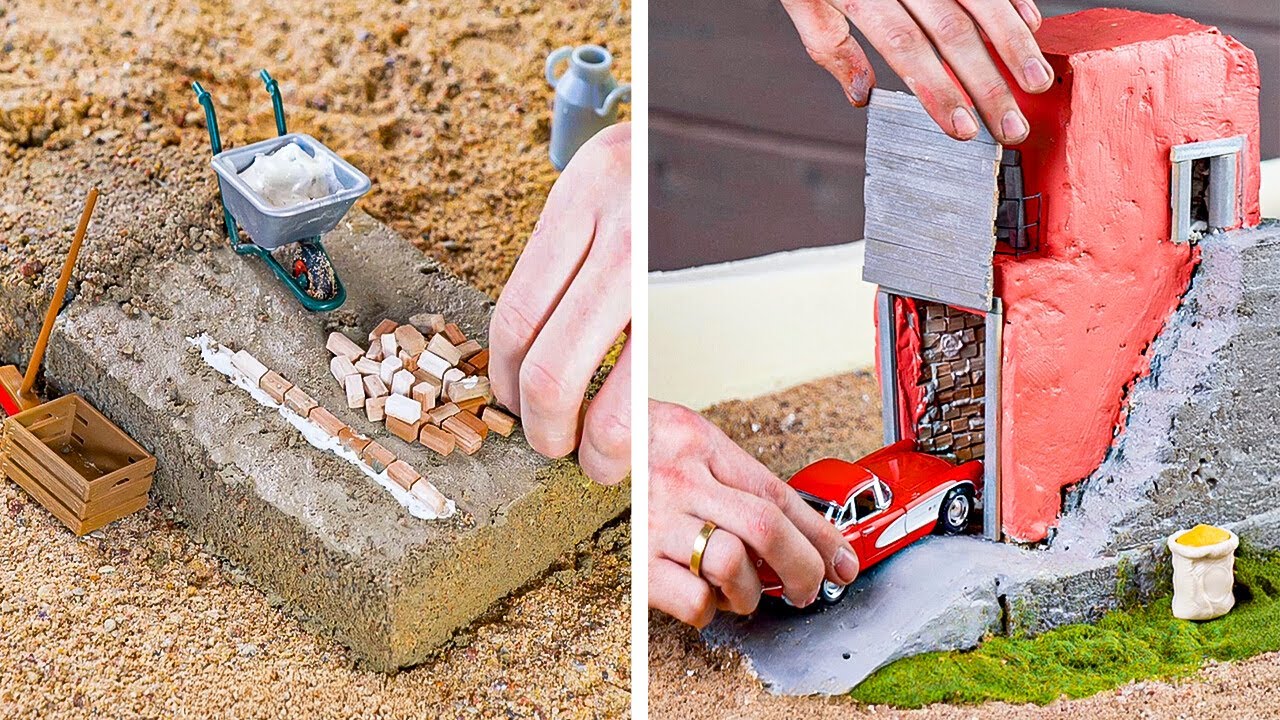 Building a Miniature House & Garage from Tiny Bricks 🧱