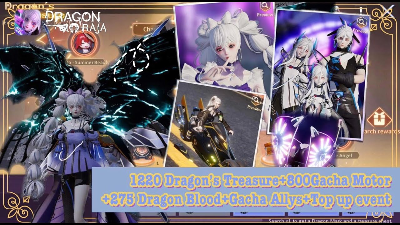 Dragon Raja Sea | 1220 Dragon’s Treasure+800 Gacha Motor+275 Dragon Blood+Gacha Allys+Top up event✨
