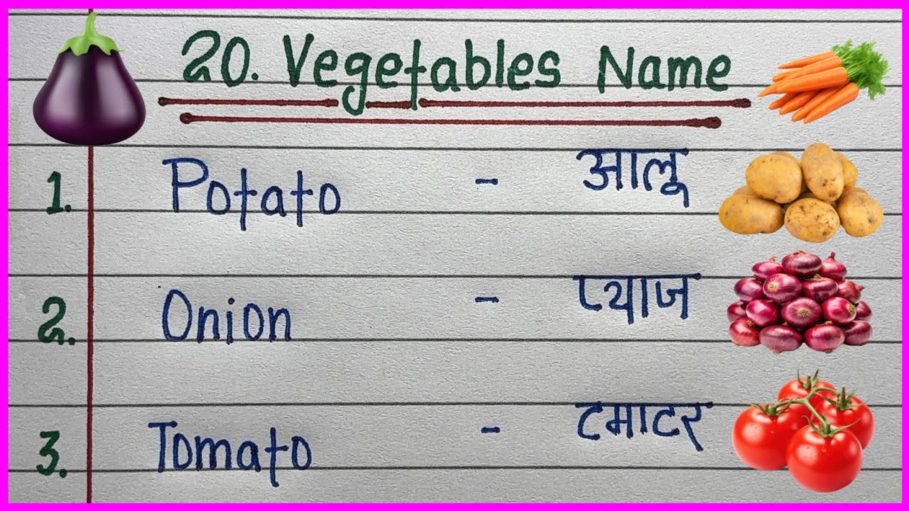 20 Vegetables Name | 20 सब्जियों के नाम | 20 Vegetables Name in Hindi and English | Vegetables Name 