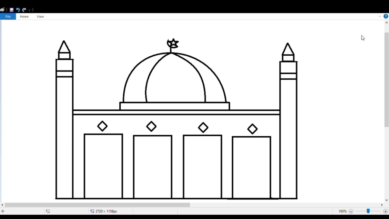 How to draw Mosque Easy drawing in Ms paint || Mosque Drawing | How to draw a Mosque | Easy Drawing.