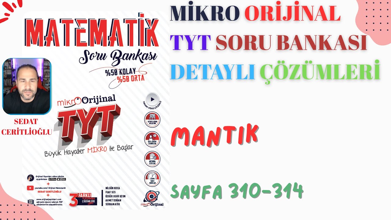 2026 MİKRO ORİJİNAL TYT SORU BANKASI ÇÖZÜMLERİ SYF310-314 #orijinalmatematik #mikroorijinal #yks2026