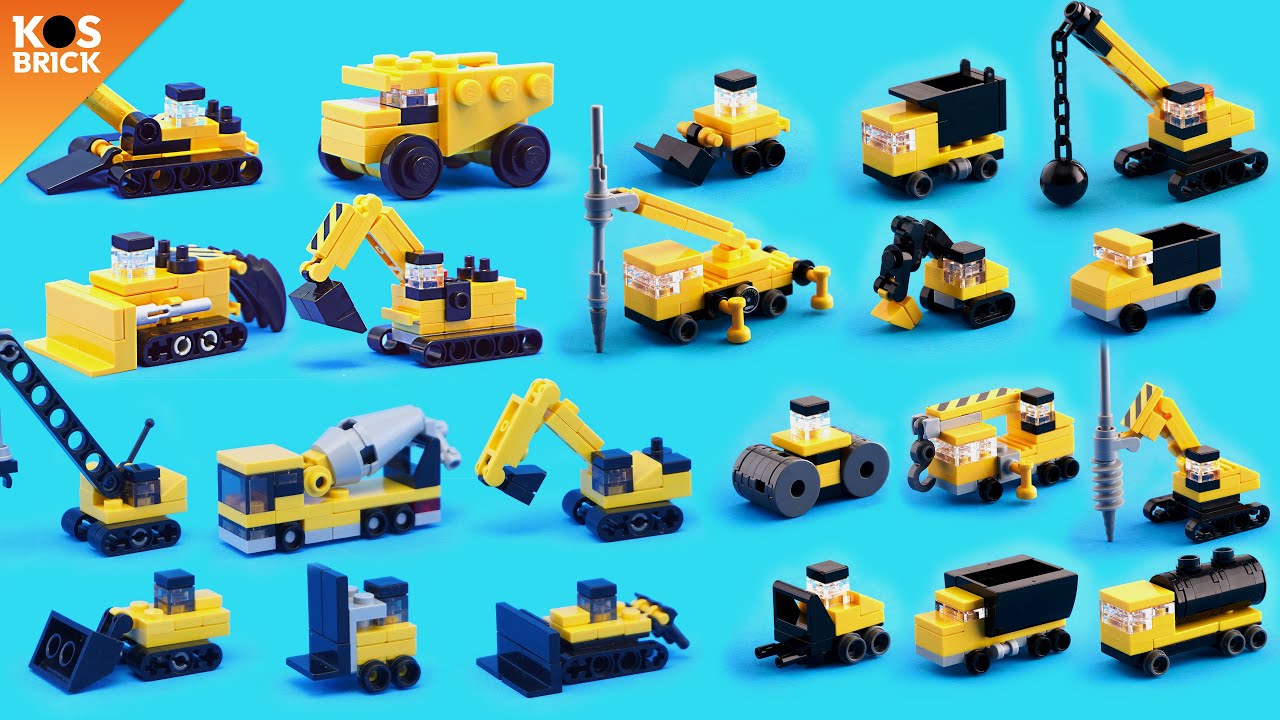 Lego Construction Mini Vehicles Compilation - Part 5-8 (Tutorial)