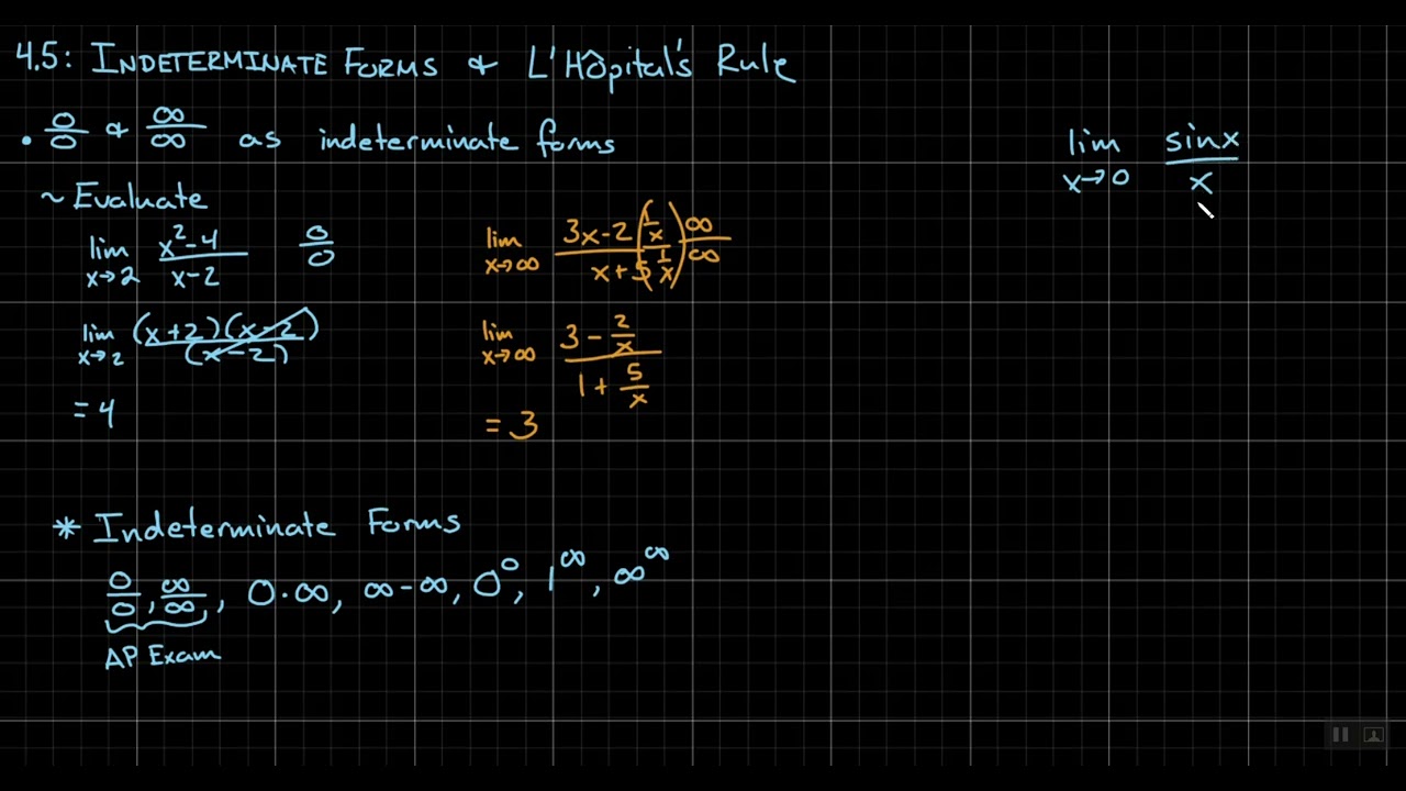2nd Hour Calculus (1/12/26) -  Lesson 4.5.1 - L'Hopitals Rule