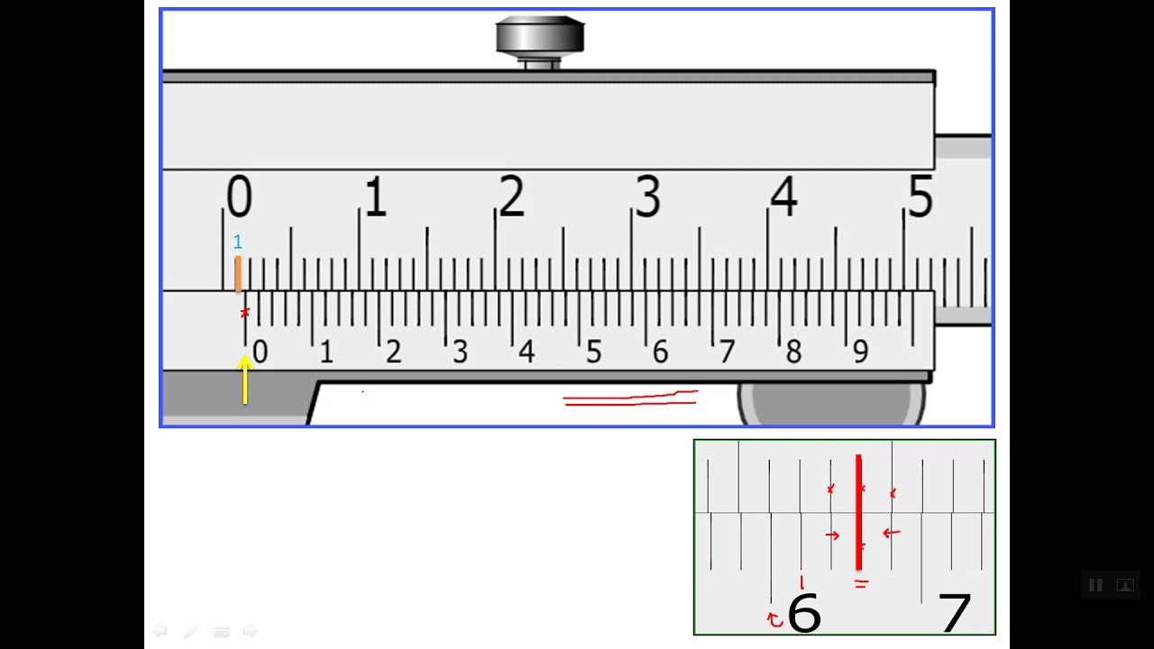 4) قراءة القدمة (الكليبر) المتري ذو الورنية بحساسية 0.02 مم Reading Metric Caliper 0.02mm Resolution