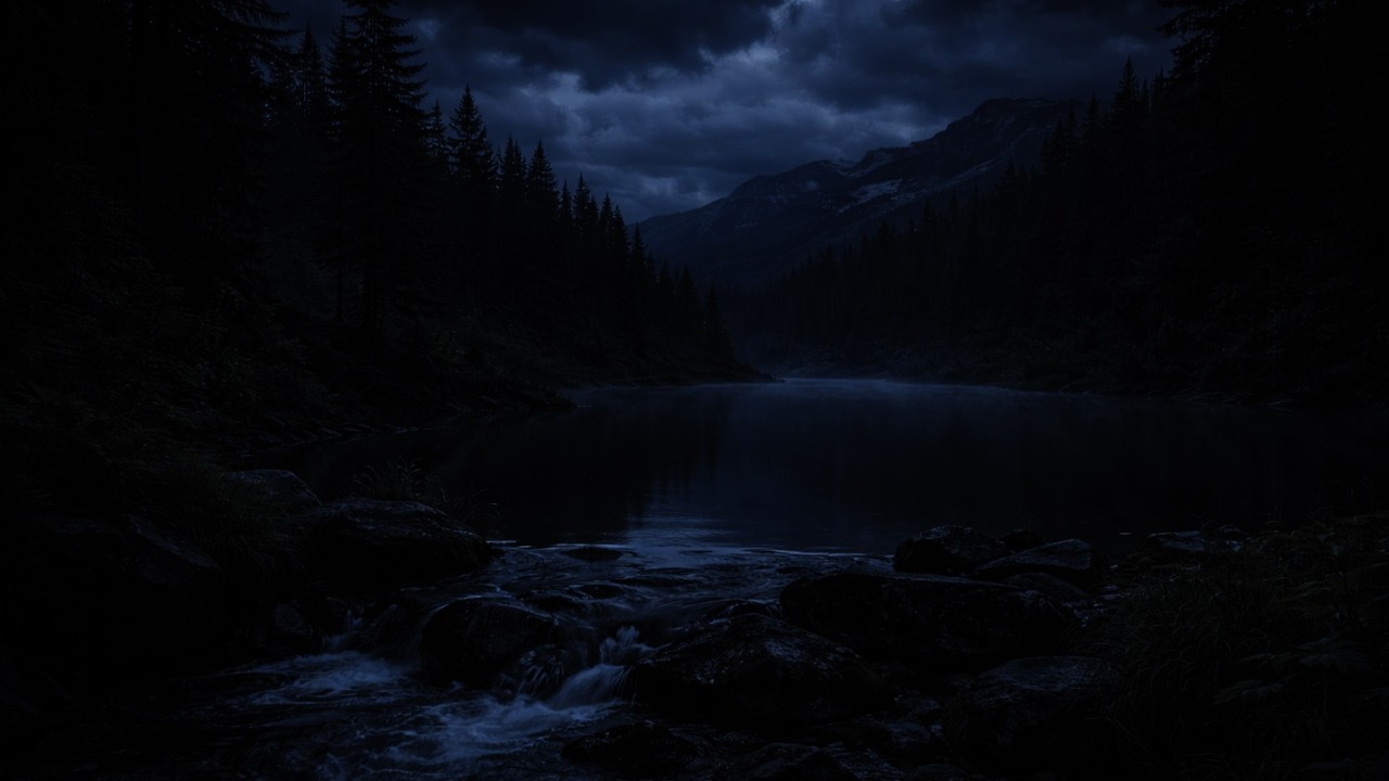 Fall Asleep by a Dark Lake 🌑 | Thunder Sounds | No Music