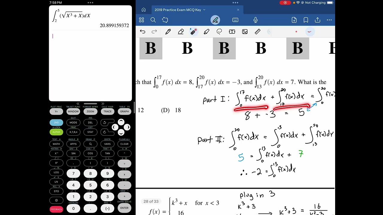 2019 Practice AP Calculus AB Exam MCQ (Calculator Section)
