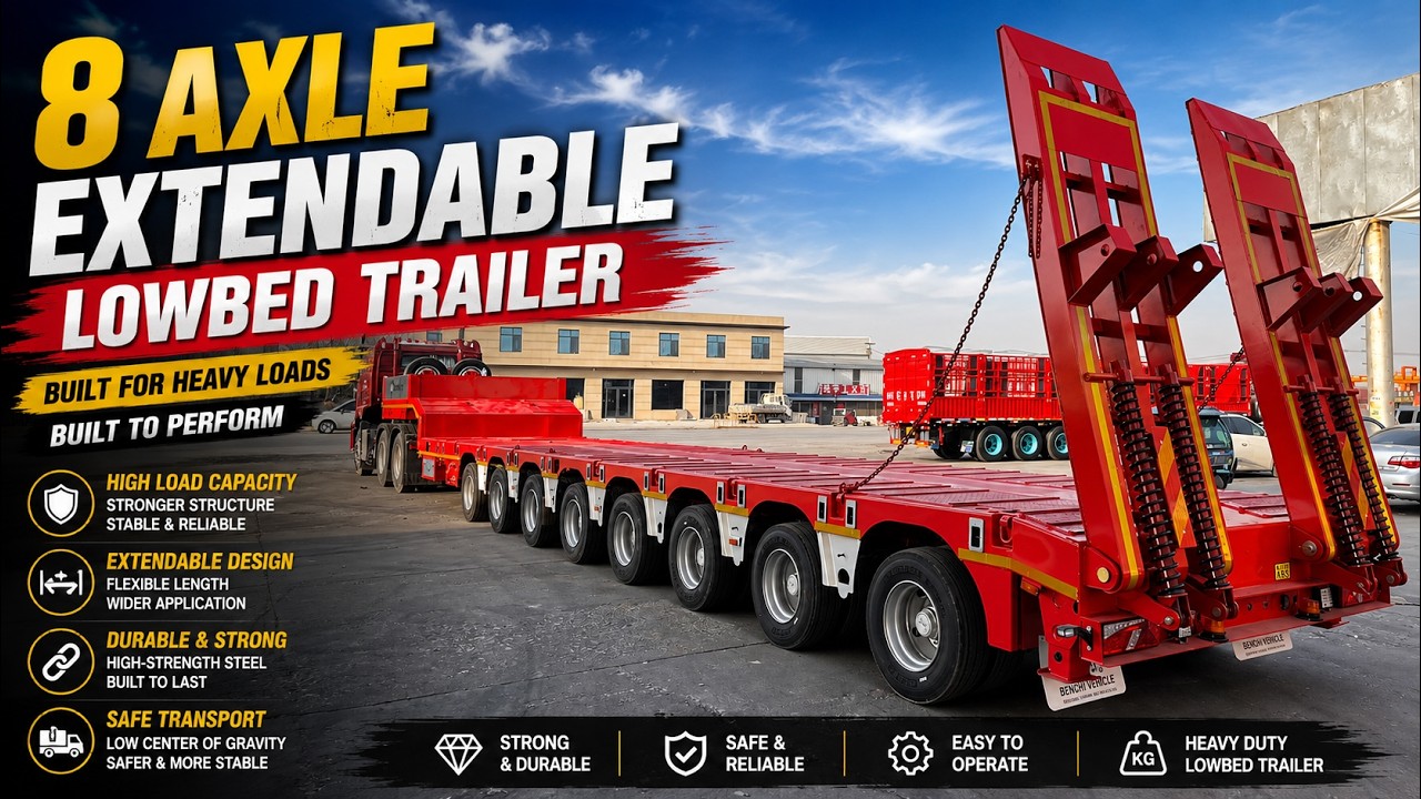 8 Axles Gooseneck Lowbed Trailer | Heavy-duty transport starts with a strong design. 🚛