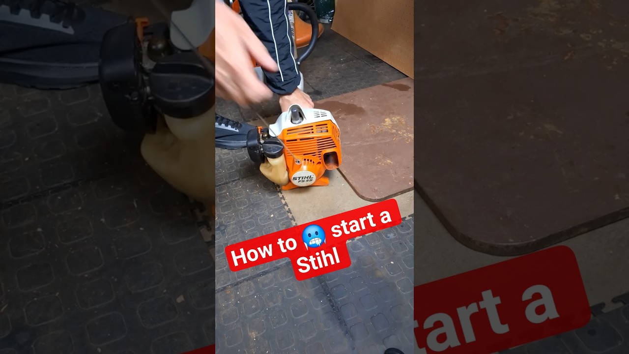 Как пошагово выполнить холодный 🥶 запуск триммера Stihl FS45. #michaelstoolbench #fs45 #stihl