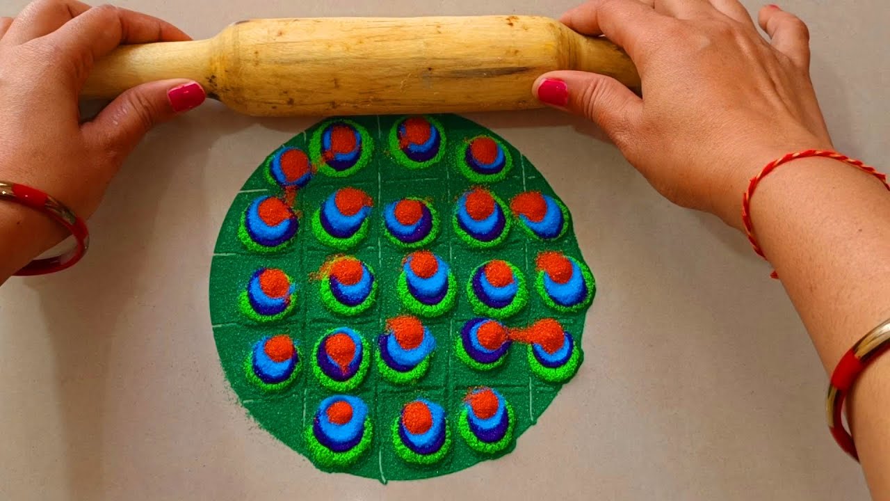 Peacock rangoli for new year 2023 | New year muggulu | New year rangoli designs। नव वर्ष रंगोली
