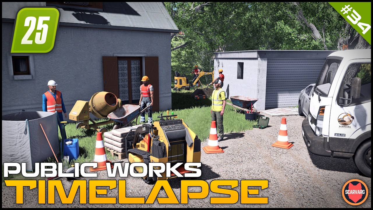 🚧 Замешивание бетона и рытье ямы с помощью мини-экскаватора JCB ⭐ FS25 Raven Valley Roleplay Обще...