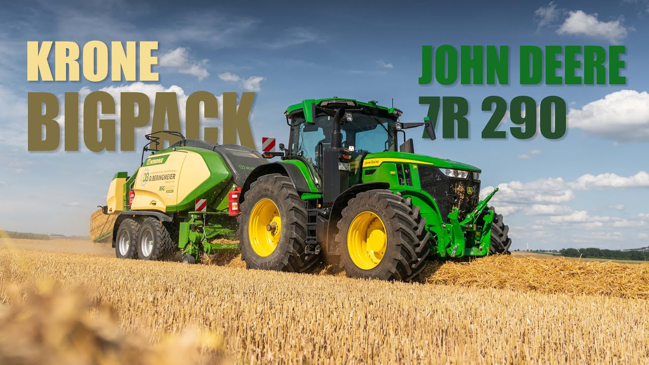 Stroh pressen | John Deere 7R 290, Krone BigPack | LU Beringmeier