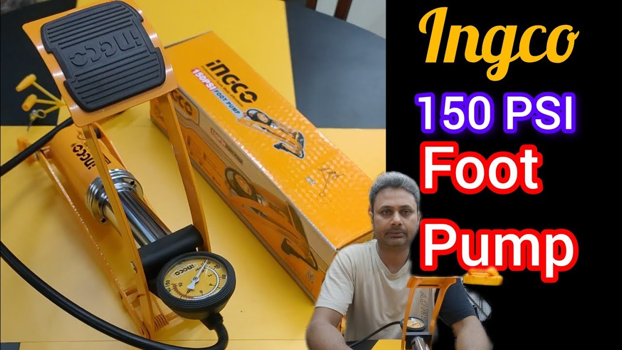 Buy Air Pump for tire at cheapest price | Ingco 150 PSI Foot Pump |Best for cycle,car and Bike