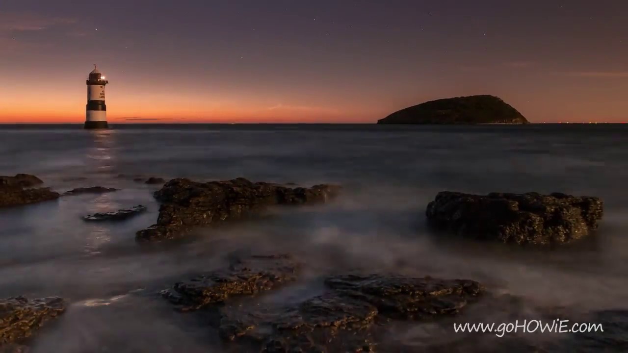 Time lapse of incoming tide at Penmon Point lighthouse, Anglesey, North Wales