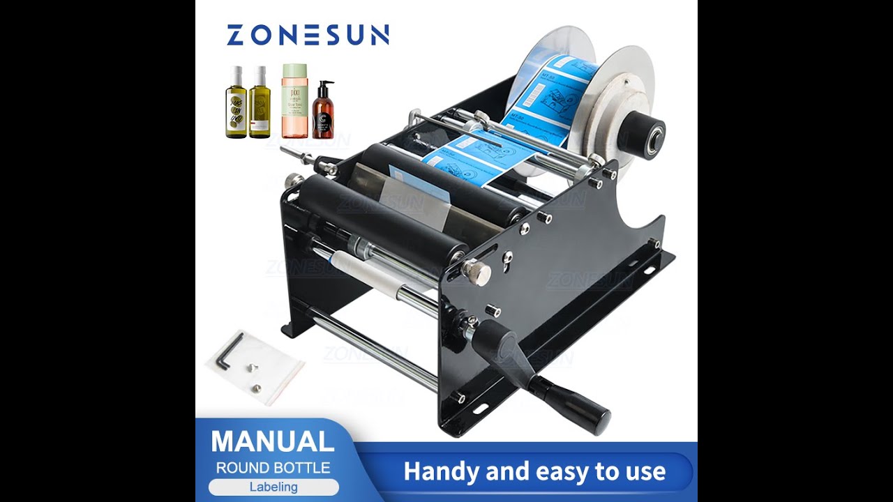 How To Operate | ZONESUN ZS-50 Manual Round Bottle Labeling Machine Adjusting And Label Installing