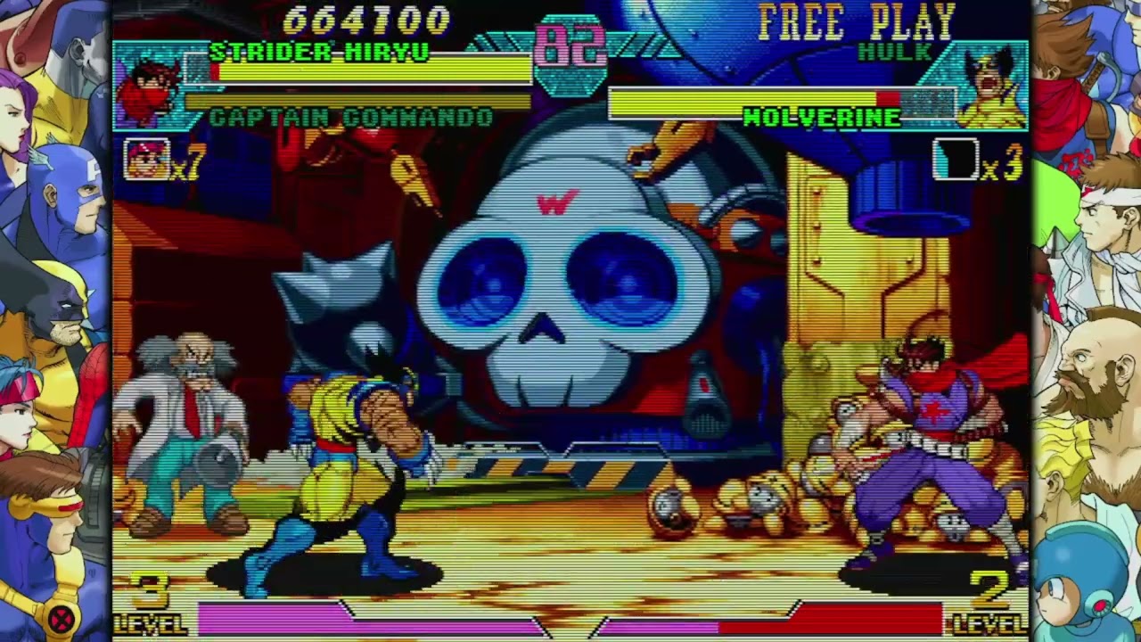 MARVEL VS CAPCOM: CLASH OF SUPER HEROES💥| Strider Hiryu 🦅, Captain Commando 🎖️ 🆚 Hulk 💚, Wolverine 🦾