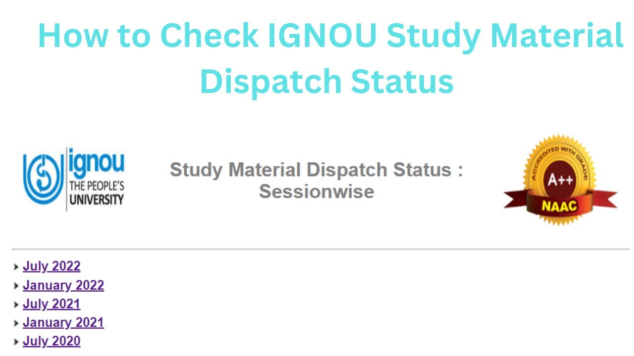 How to Check IGNOU Study Material Dispatch Status | IGNOU Study Materials Status