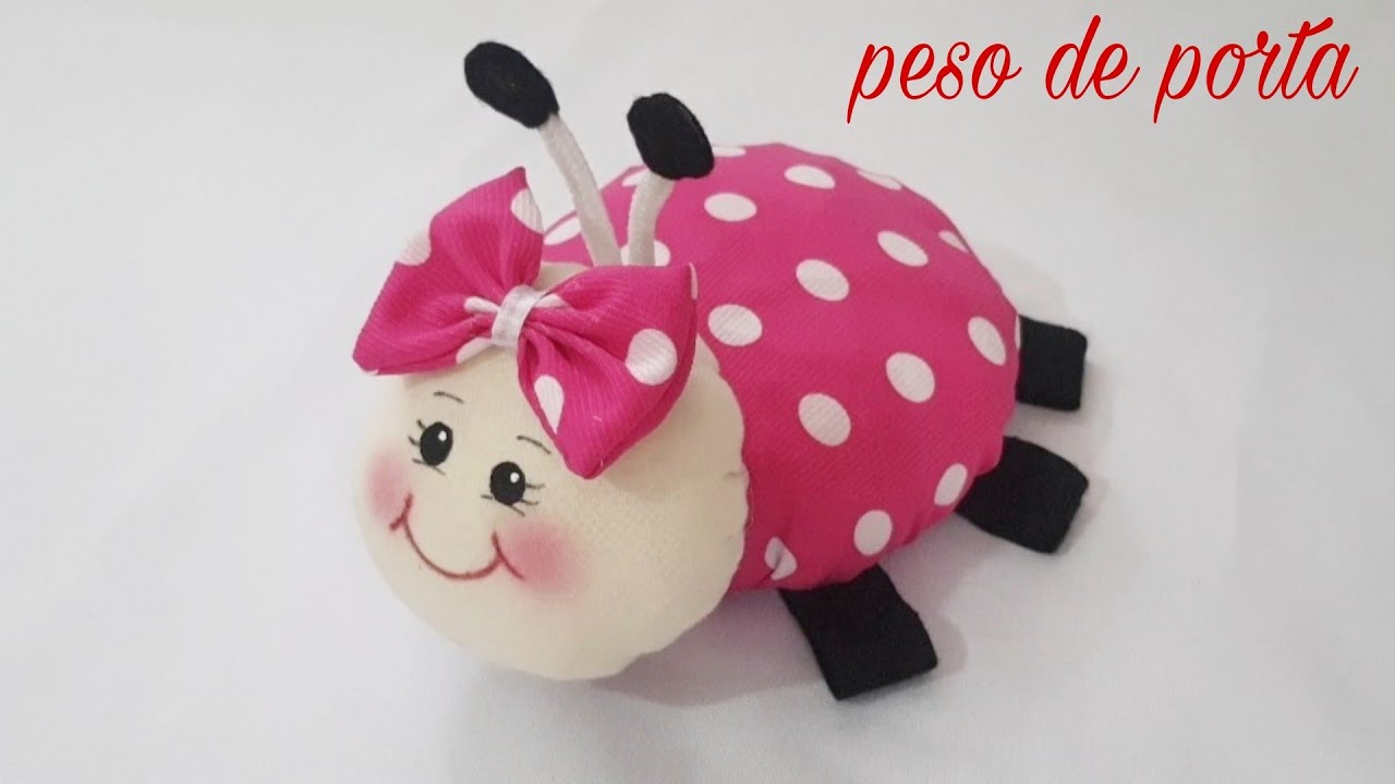 Joaninha peso de porta feita de fuxico, linda e fácil com Cris Pinheiro