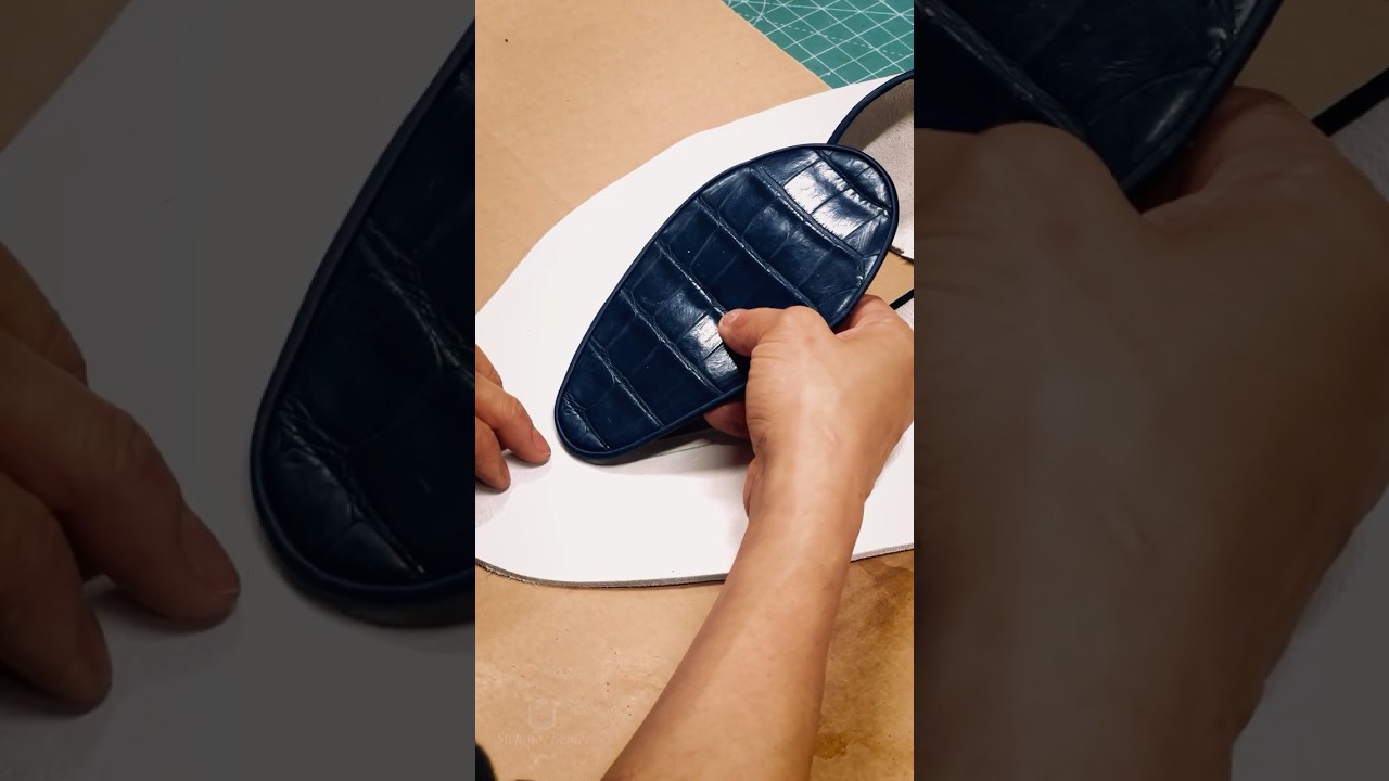 The Sounds of Shoemaking | ASMR Sewing the Alligator Upper | Stefano Bemer #shorts