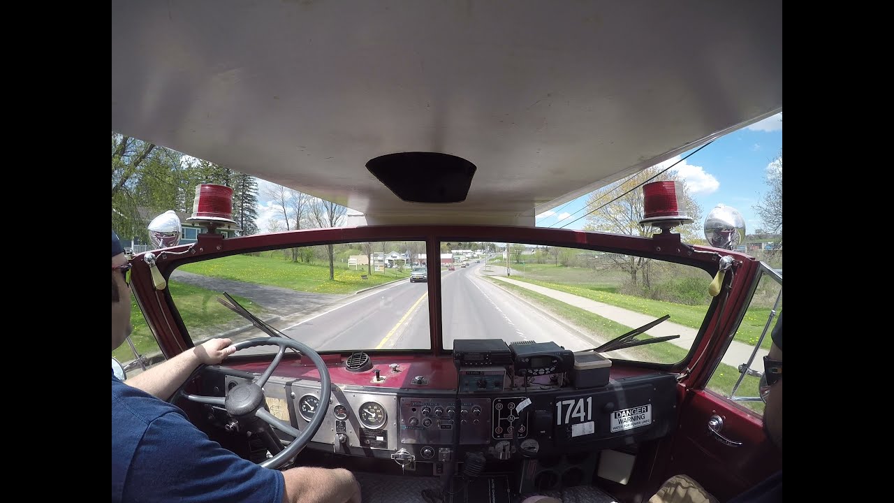 Richfield springs Fire Dept 1971 American LaFrance aero chief fire truck going out for a drive