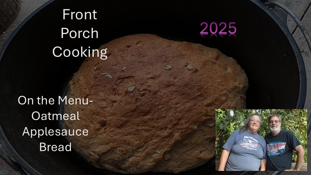 Front Porch Cooking- using a bread machine recipe in our Dutch oven.