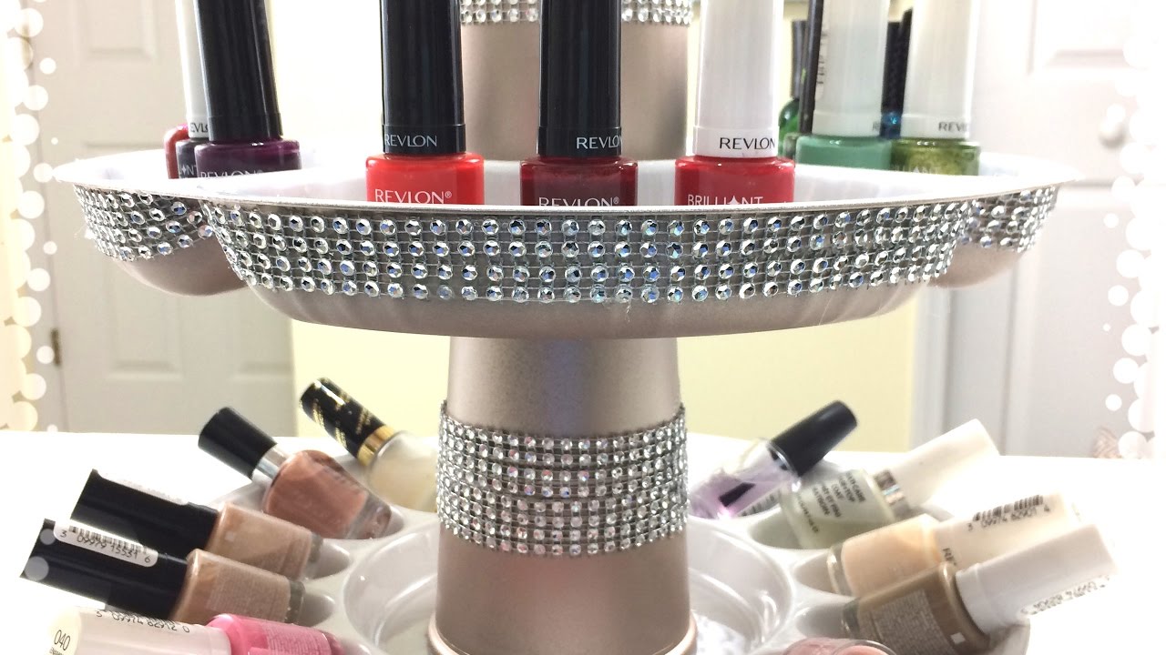 GLAM|Dollar Tree Rotating Nail Polish Organizer DIY