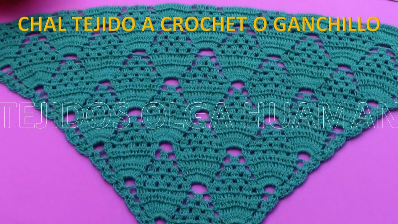 Chal tejido a crochet en forma triangular o en V en punto canastitas paso a paso