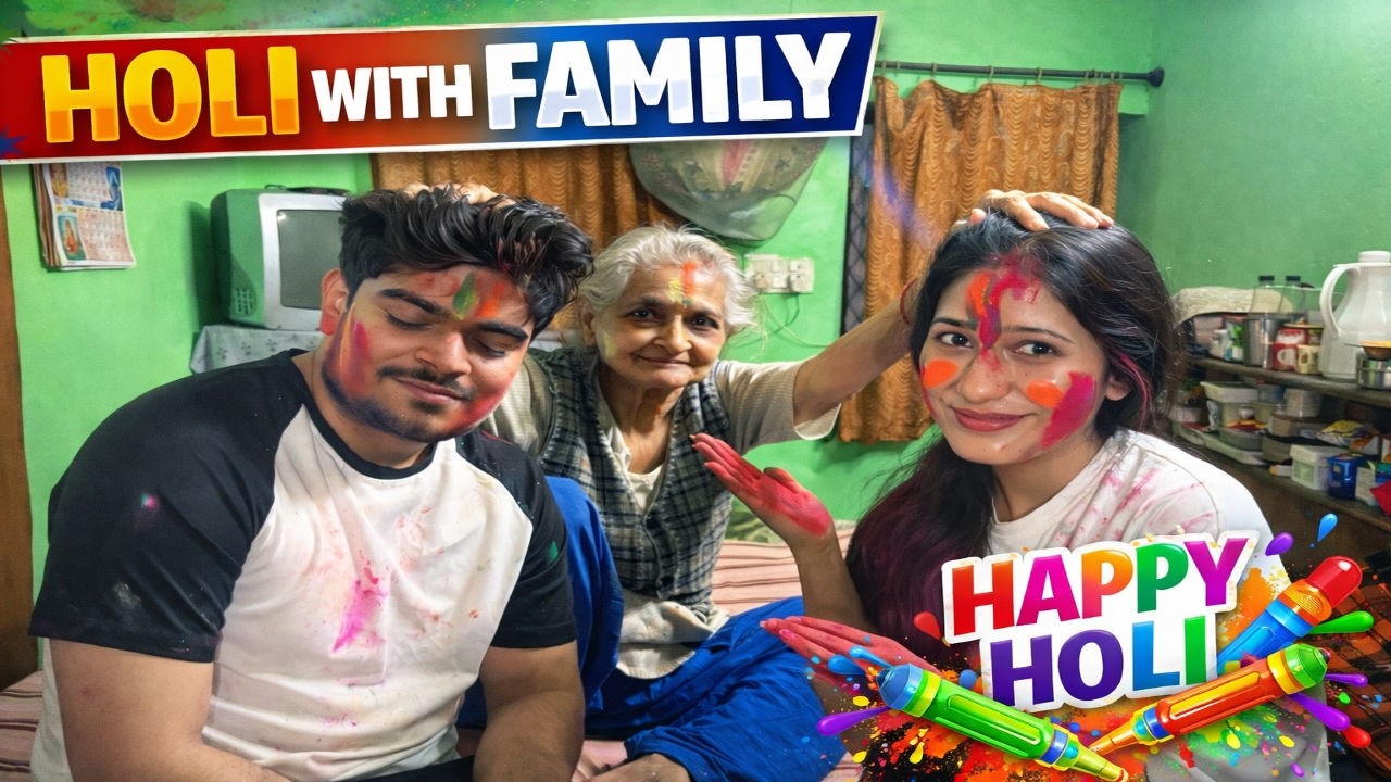 Family Ke Sath Manayi Holi ❤️ Lagaya Sab Par Rang🫟