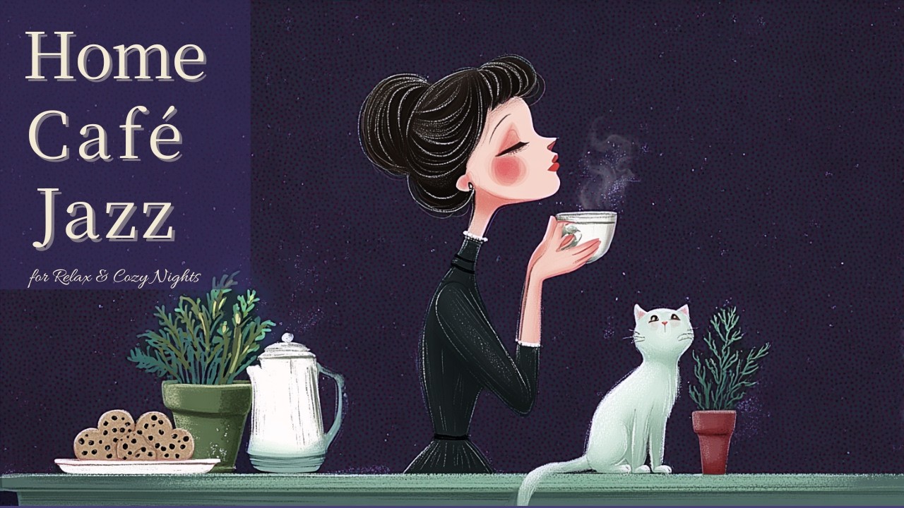 Peaceful Night Jazz with Tea & Cat – 1940s Soft Swing Ambience