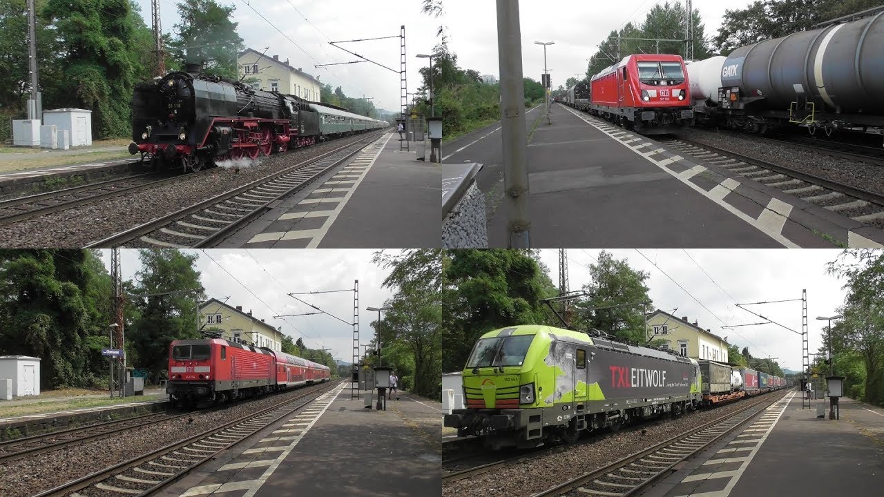Bahnverkehr in Bonn-Oberkassel mit 01 118 Abschied, TX Leitwolf, Br143+Dostos, Br425 und Güterzügen