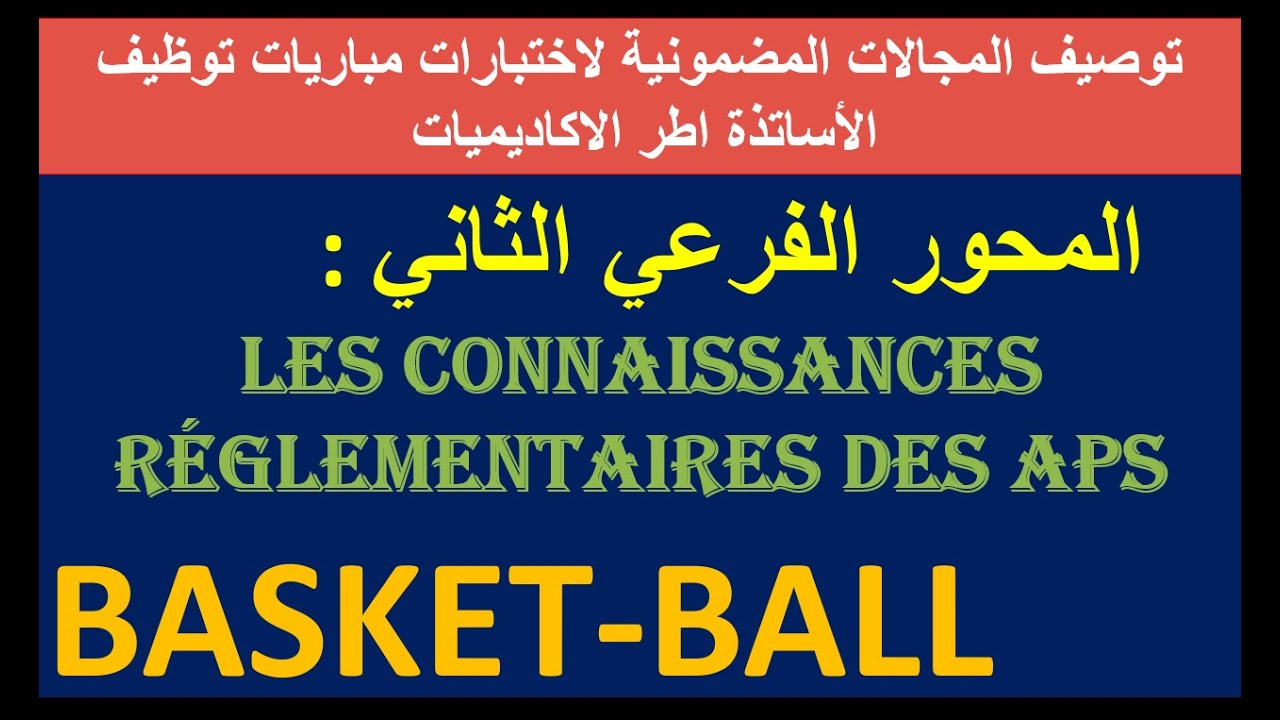 Les connaissances règlementaires des APS : BASKET BALL
