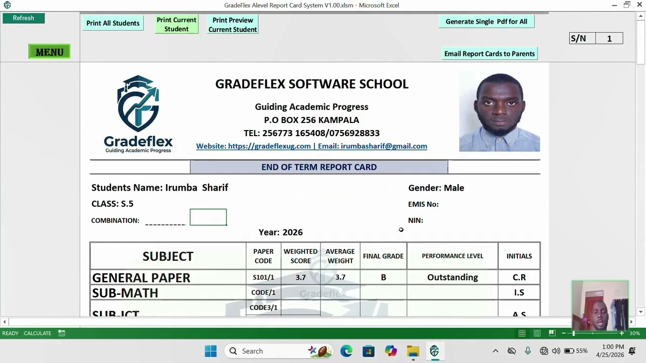 How to Generate A-Level Report Cards: Uganda Report Card System New Curriculum | Gradeflex System.