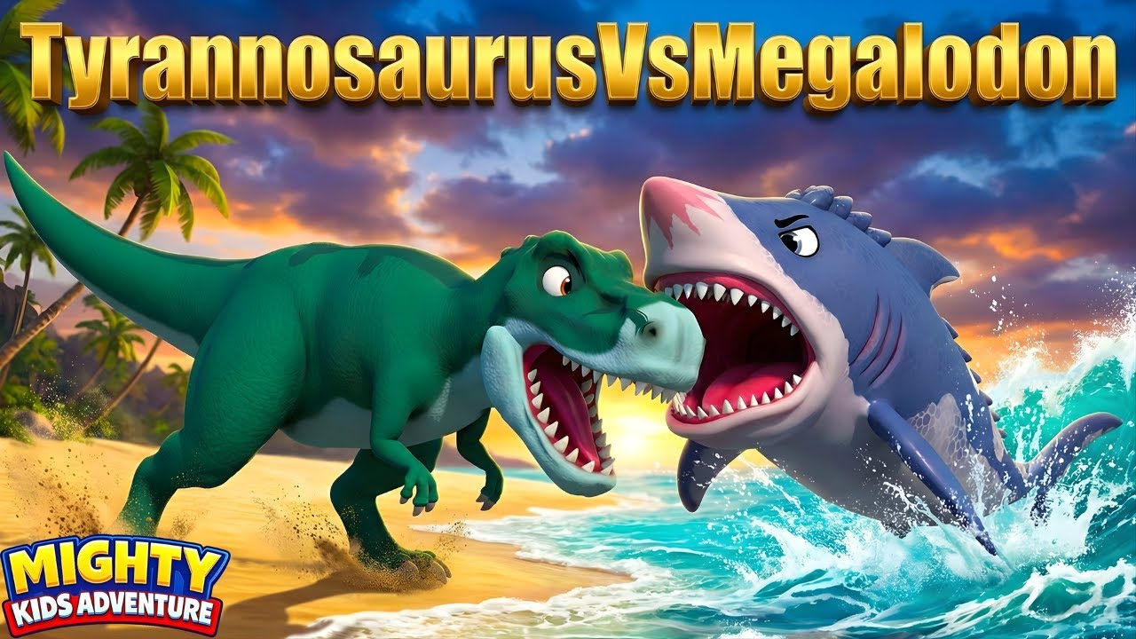 T-REX vs MEGALODON ! 🦈🦖 Dinosaur vs Giant Shark | EP 4 | Dinosaur Rescue | Mighty Kids Adventure