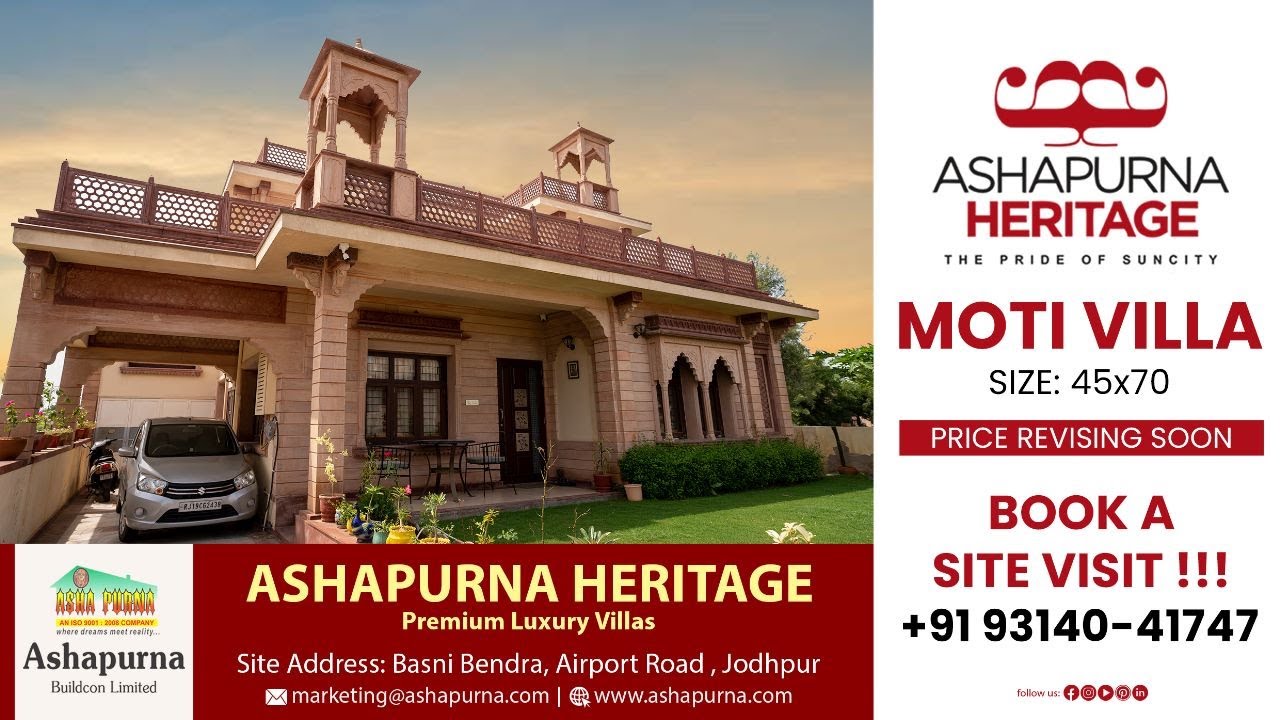 3BHK villa in Jodhpur | 45x70 | Moti Villa | Luxury Villa | Ashapurna Heritage | Ashapurna Buildcon