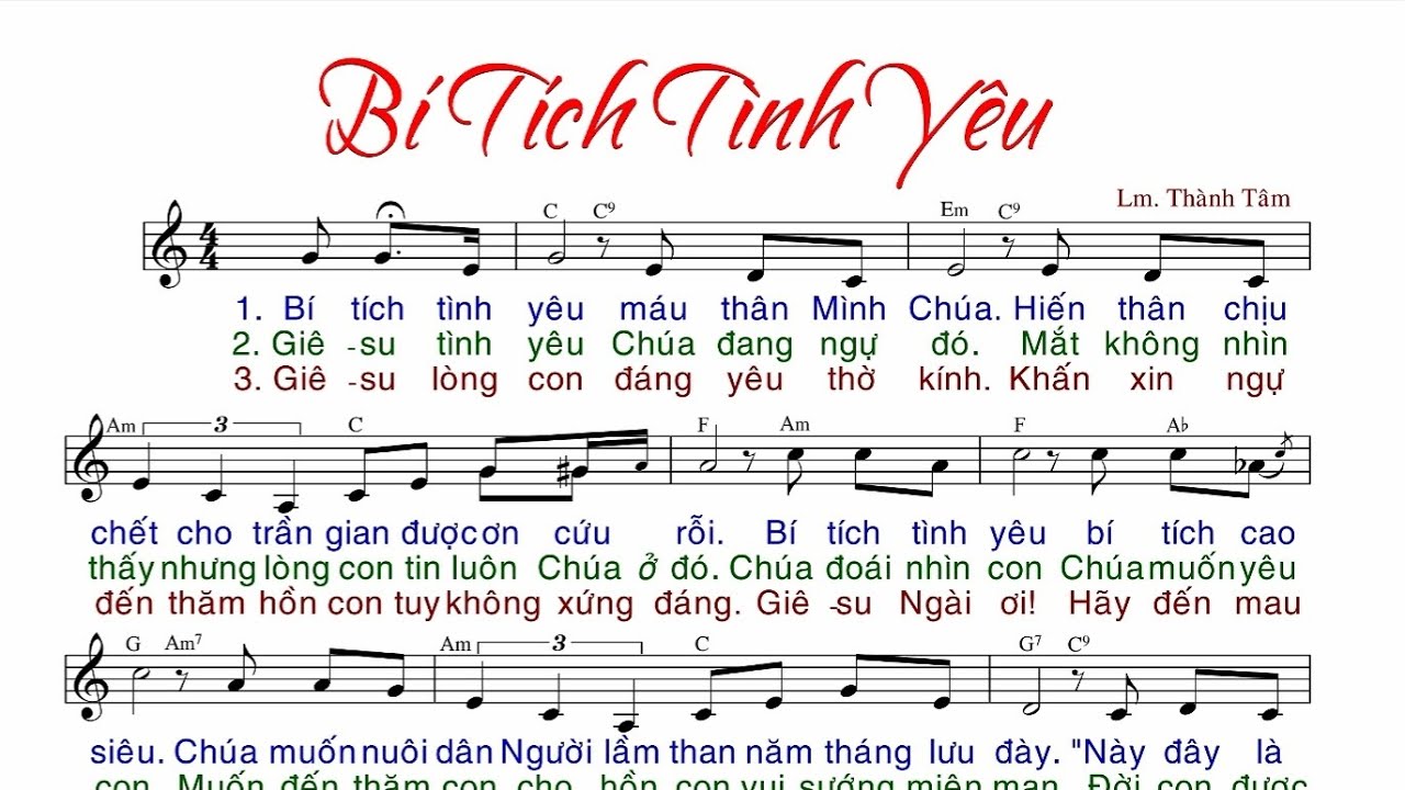 BÍ TÍCH TÌNH YÊU - LM THÀNH TÂM - Trình bày Lm Anh Huy & Cđ Đồng Tâm - ( KL - Thứ 5 TT )