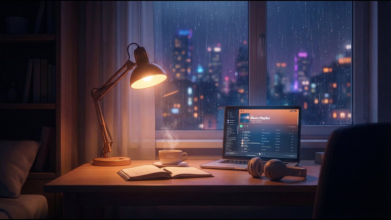 1 Hour Late Night Lamp Lofi 🌙 | Cozy Desk Ambience for Study, Focus & Relaxation