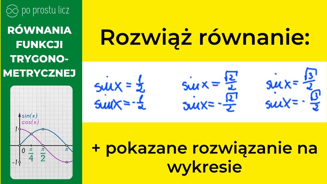 SINUS Podstawowe  elementarne równania trygonometryczne  jak rozwiązać równania trygonometryczne